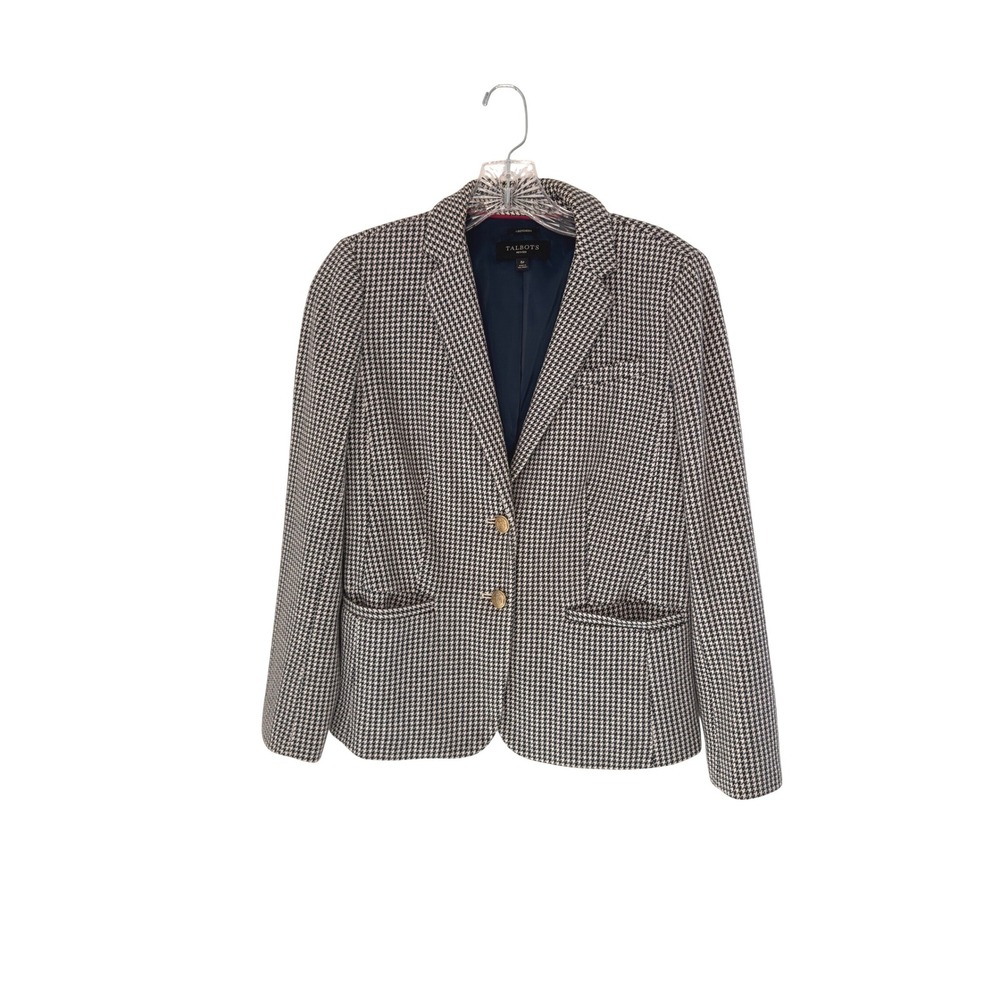 Talbots Petites Aberdeen Blazer Gray White Houndstooth Office Business Work 6P